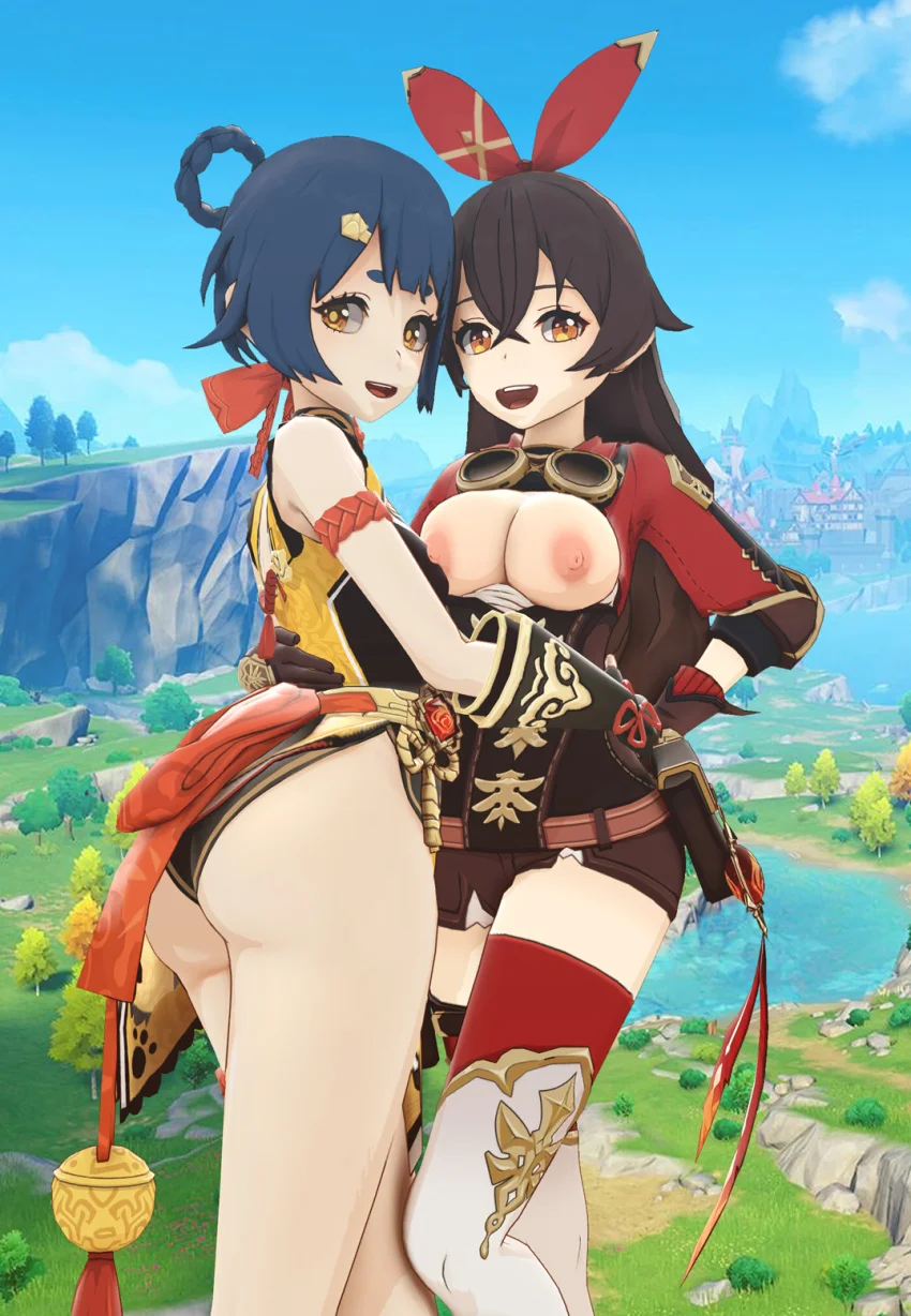 Amber & Xiangling Genshin Hentai